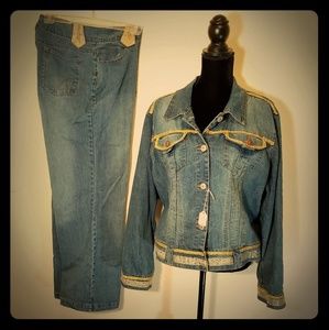 Denim plus size suit